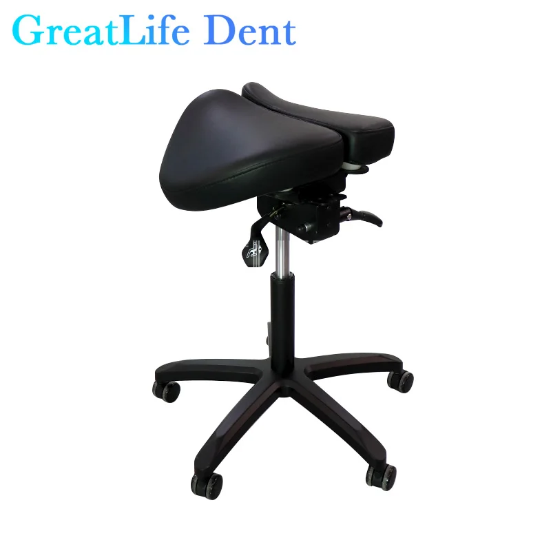 GreatLife Dent Dental Ergonomic Luxury Pu Leather Saddle lifting Swivel Adjustable Double Leg Rest Mute Wheel Back Clinic Chair