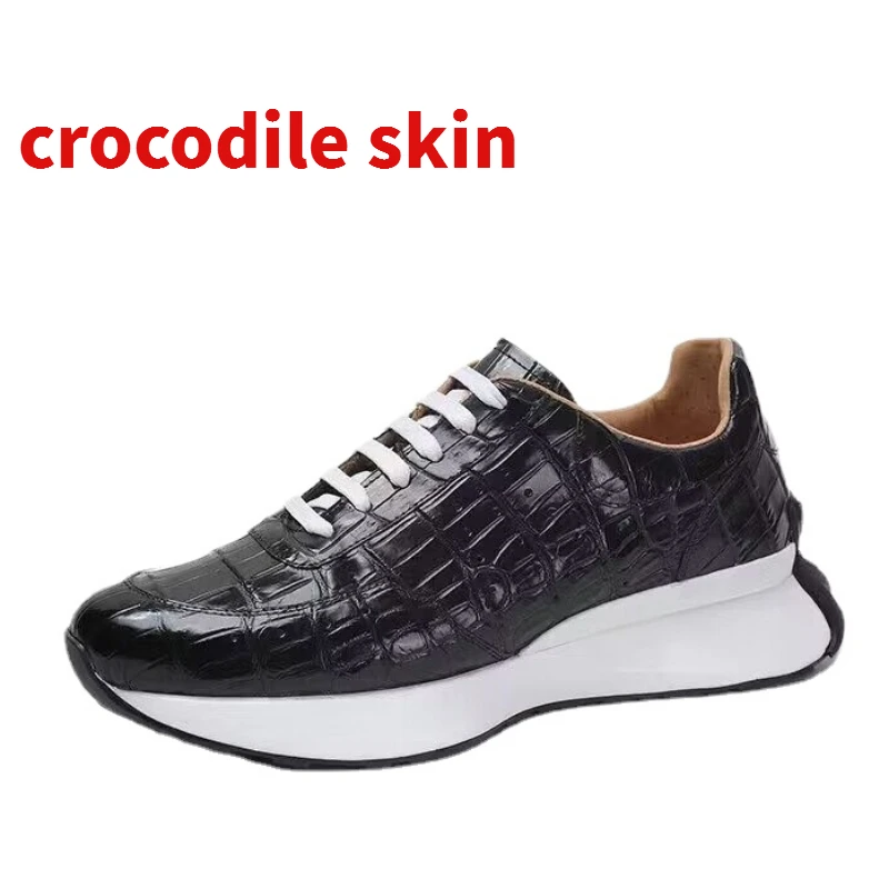 Crocodile Skin Shoes for Men Fashiona Casual Sports Shoes Small Waist Sole for Comfort Breathability Height Increased Shoes Male