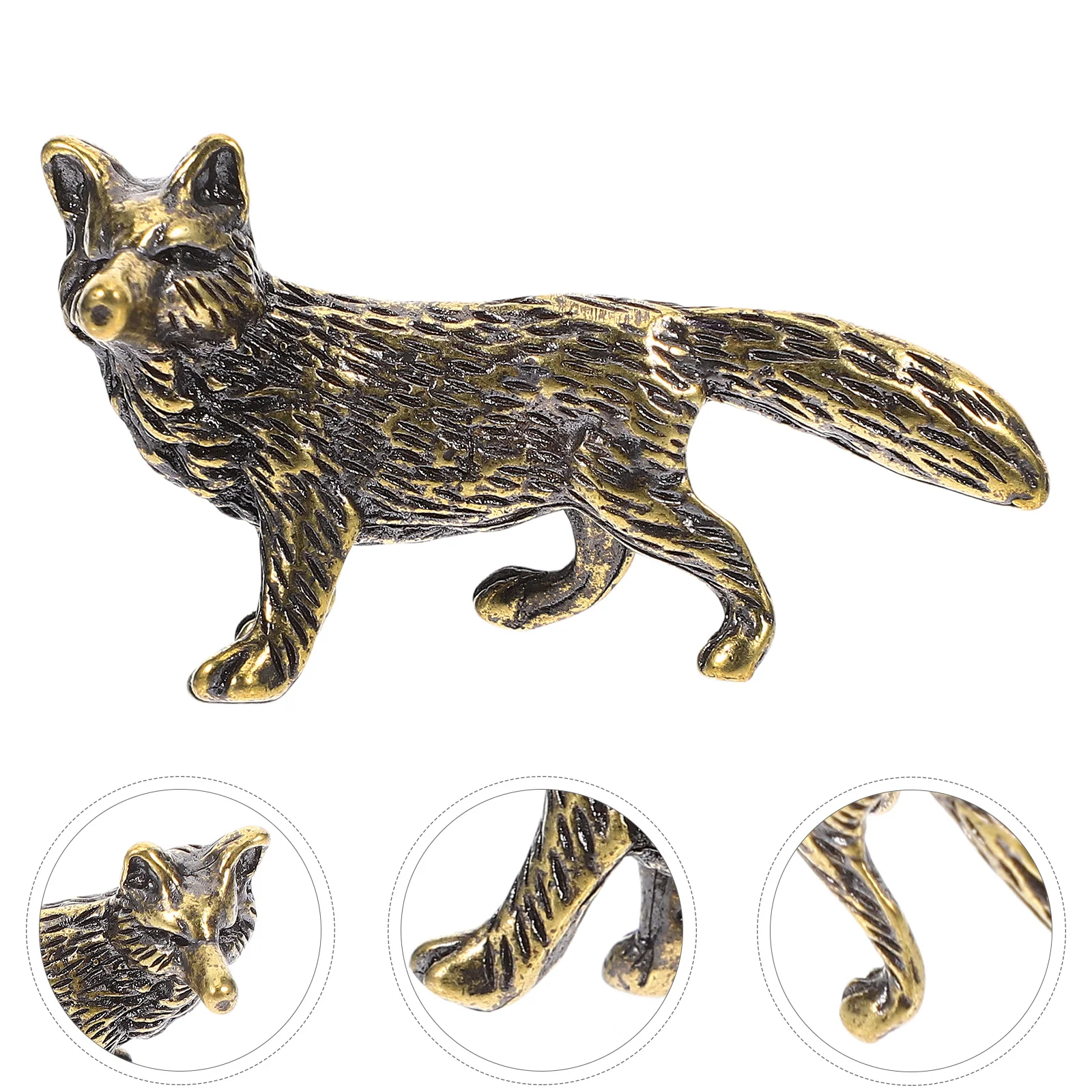 Animal Brass Fox Ornament Baby Accessories for House Decorations Home Miniature Office