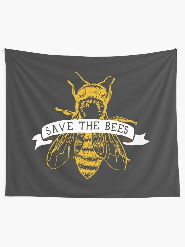 Save The Bees! (Dark) Tapestry Room Decorations Aesthetic Room Decor For Girls Decoration Wall Room Decor Korean Style Tapestry