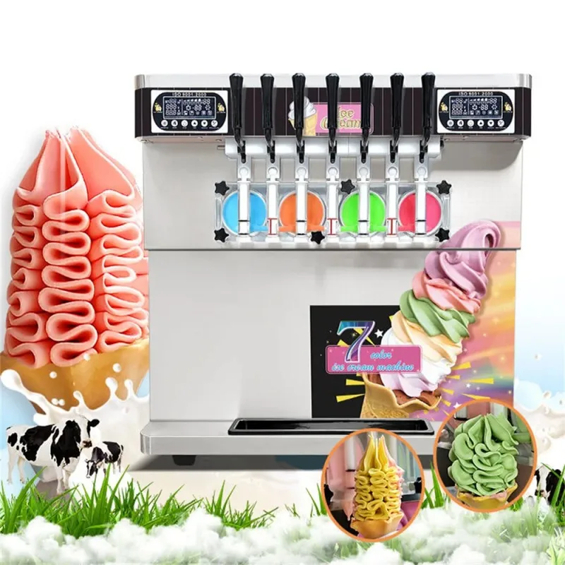 Italian 7-Flavor Soft Ice Cream Machinery Cone Ice Cream Machine Mini Ice Cream Machine