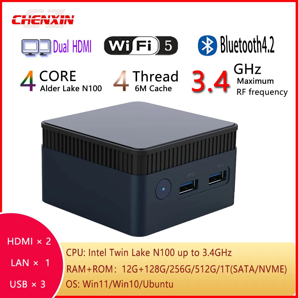 ZX01 Plus كمبيوتر صغير Win11 Win10 Ubuntu 12G RAM 128G/256G/512G/IT ROM USB3.0 BT4.2 PCI-E Dual WIFI 2.4G + 5.8G HD * 2 RJ45 PC الجيب