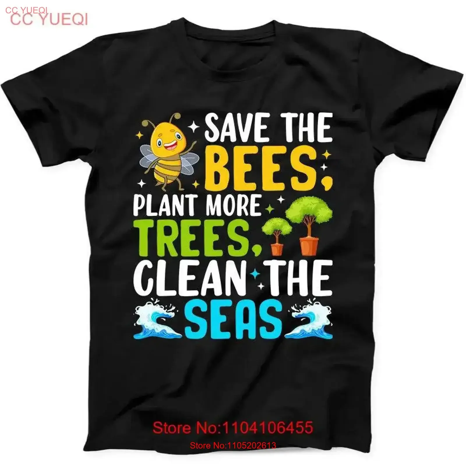 تي شيرت Save the Bees Plant More Trees الأكثر مبيعًا تي شيرت أسود مضحك 175 عتيق مغسول متعدد الاستخدامات للارتداء اليومي يسمح بمرور الهواء