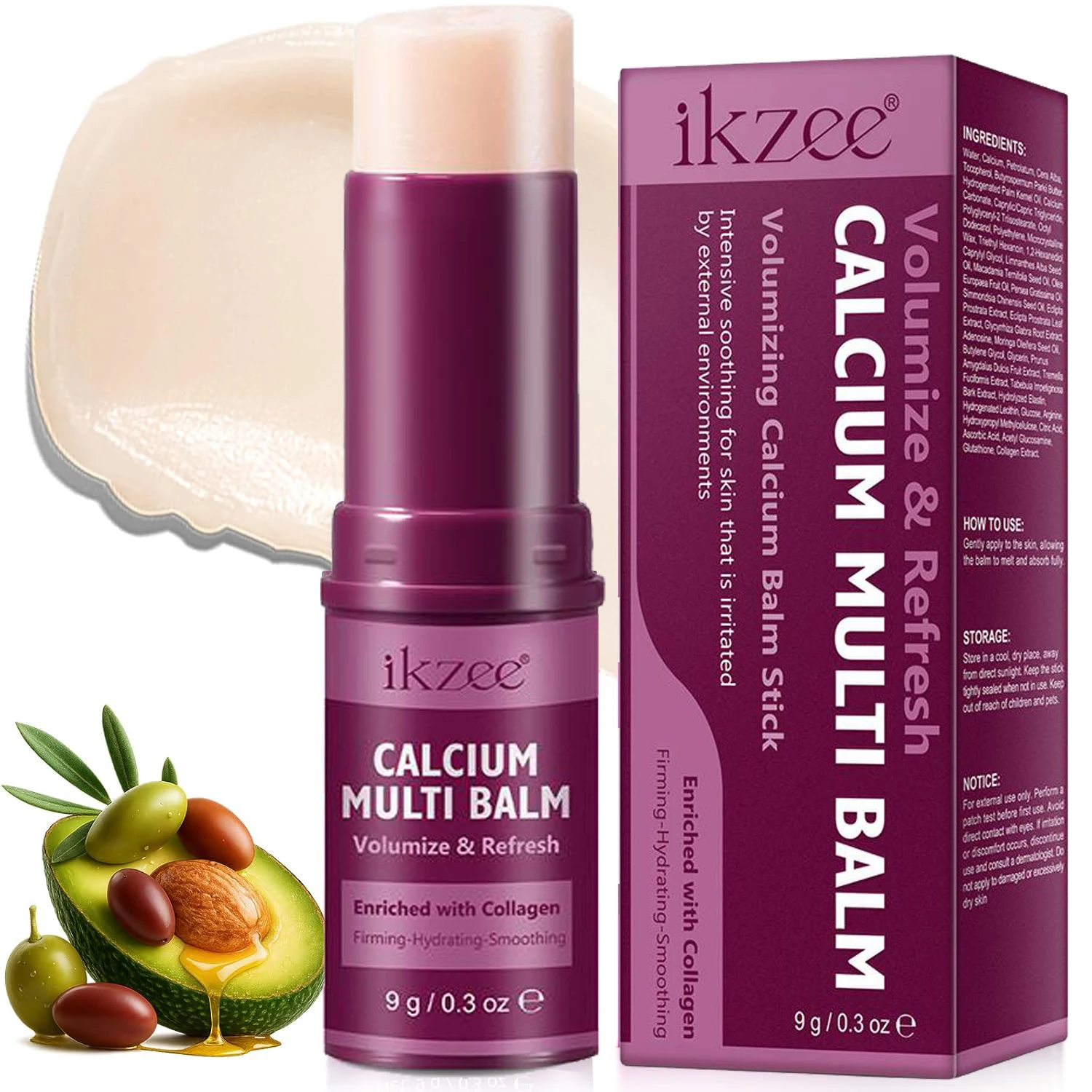 

Бальзам-стик с кальцием и коллагеном для лица, глубокое увлажнение, повышение эластичности кожи, устранение отеков вокруг глаз, против морщин, 9 г