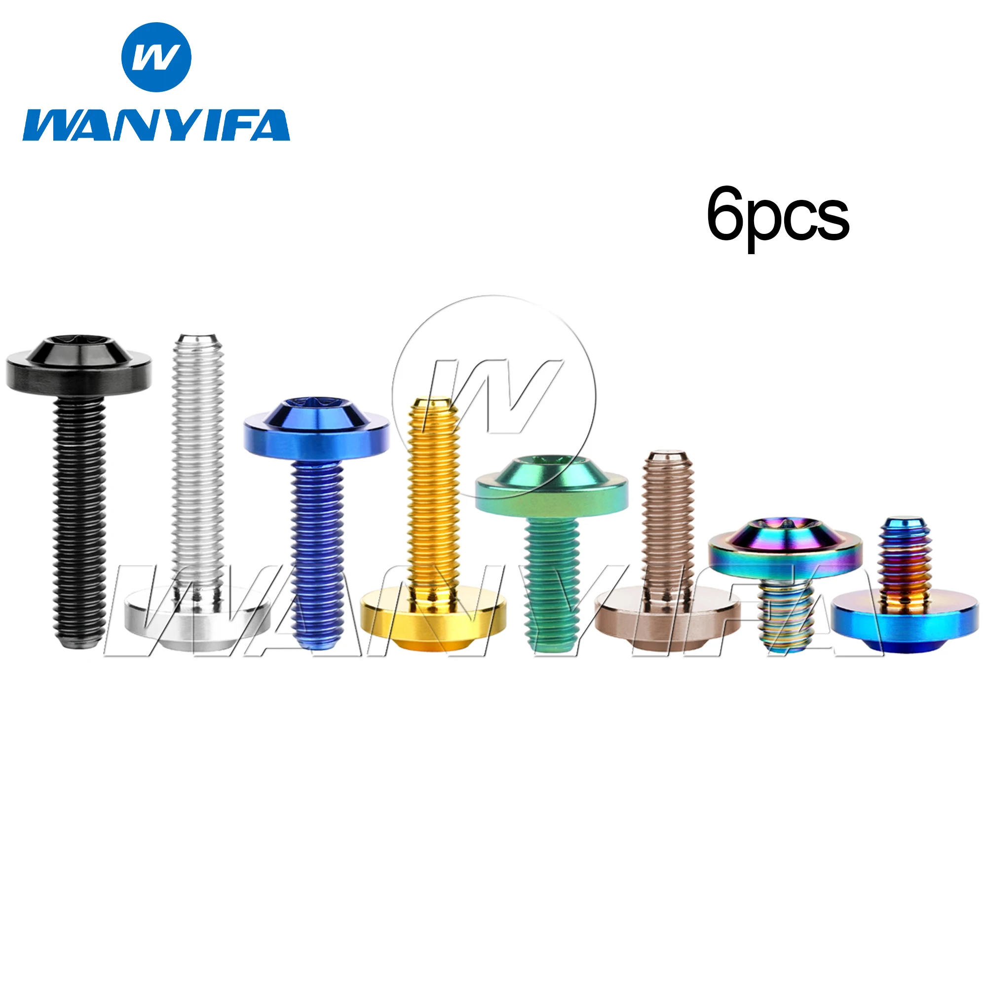 Wanyifa 6pcs Titanium Bolts M6x10 15 20 25mm Disc-Shaped Torx T30 Thick Head Screws for Bicycle Disc Brake