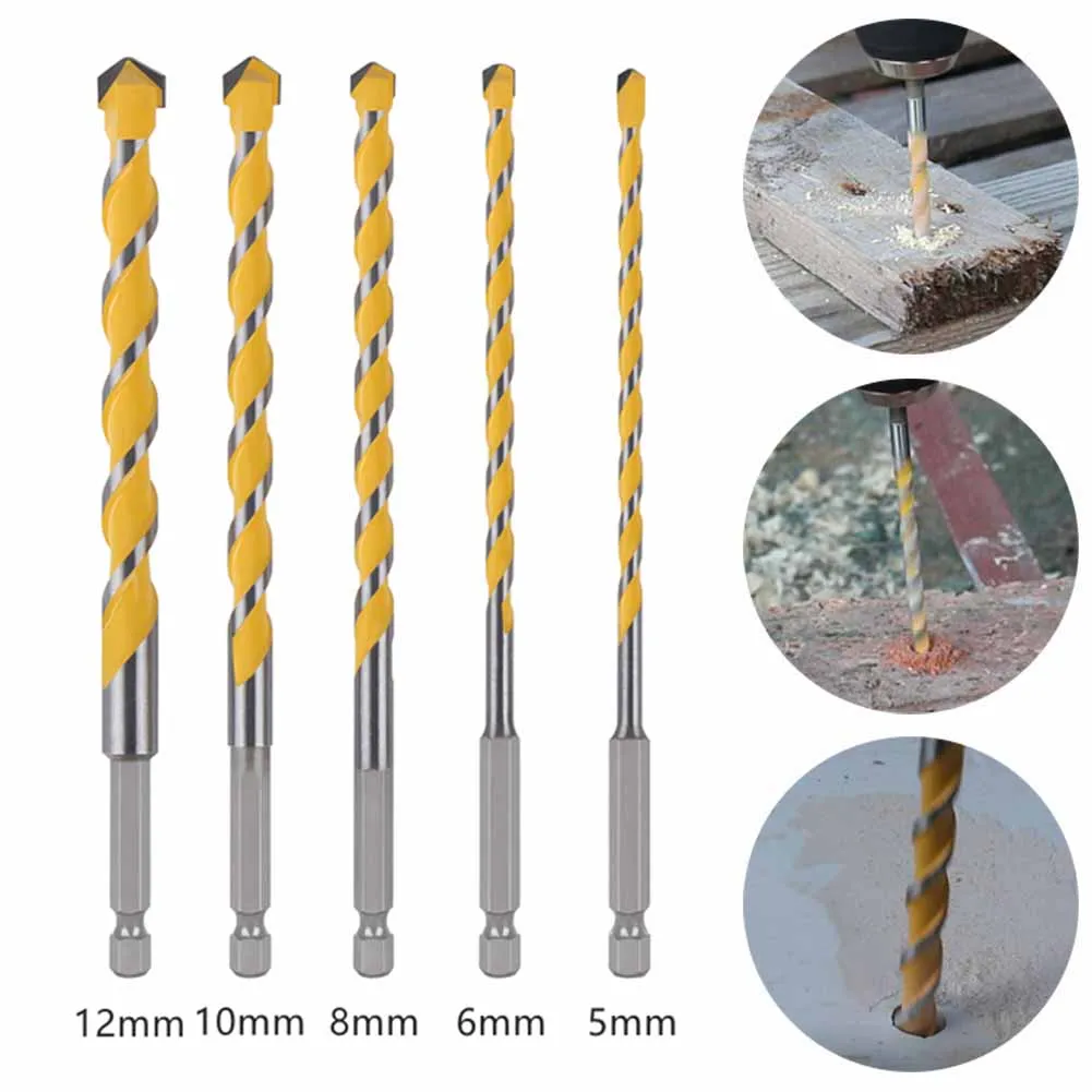 1pc  Hex Shank Drill Bit 5/6/8/10/12mm Tungsten Carbide For Masonary Concrete Brick Stone 160mm Power Tools Workshop Woodworking