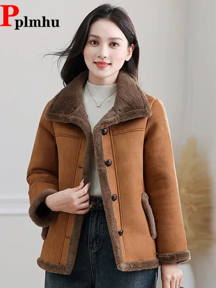 

Утолщенное теплое бархатное пальто, куртки с отложным воротником, модные женские повседневные куртки, однобортные модные Chaquetas на пуговицах