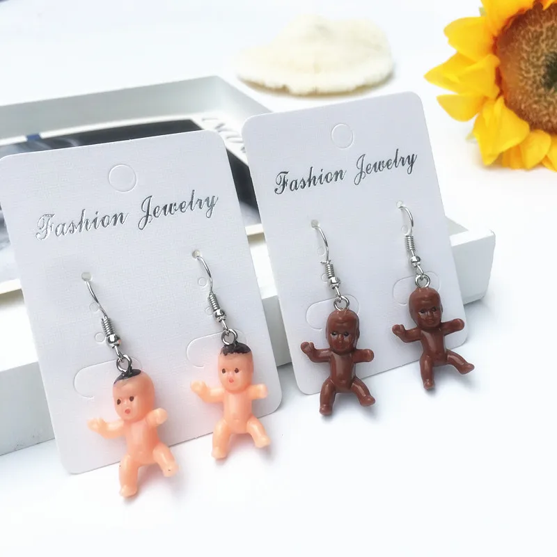 Creative Cute Baby Drop Earrings For Women Funny Yellow Black Doll Babies Dangle Earrings Lovely Party Fashion Jewelry A887