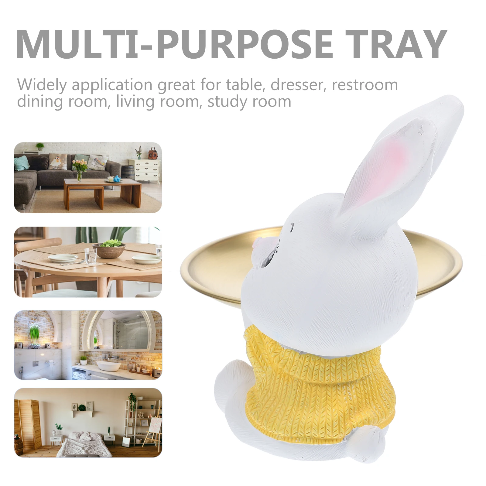 

Bunny Shape Storage Tray Resin Jewelry Holder Candy Sundry Container Decorative Plate For Home Living Room Organizing