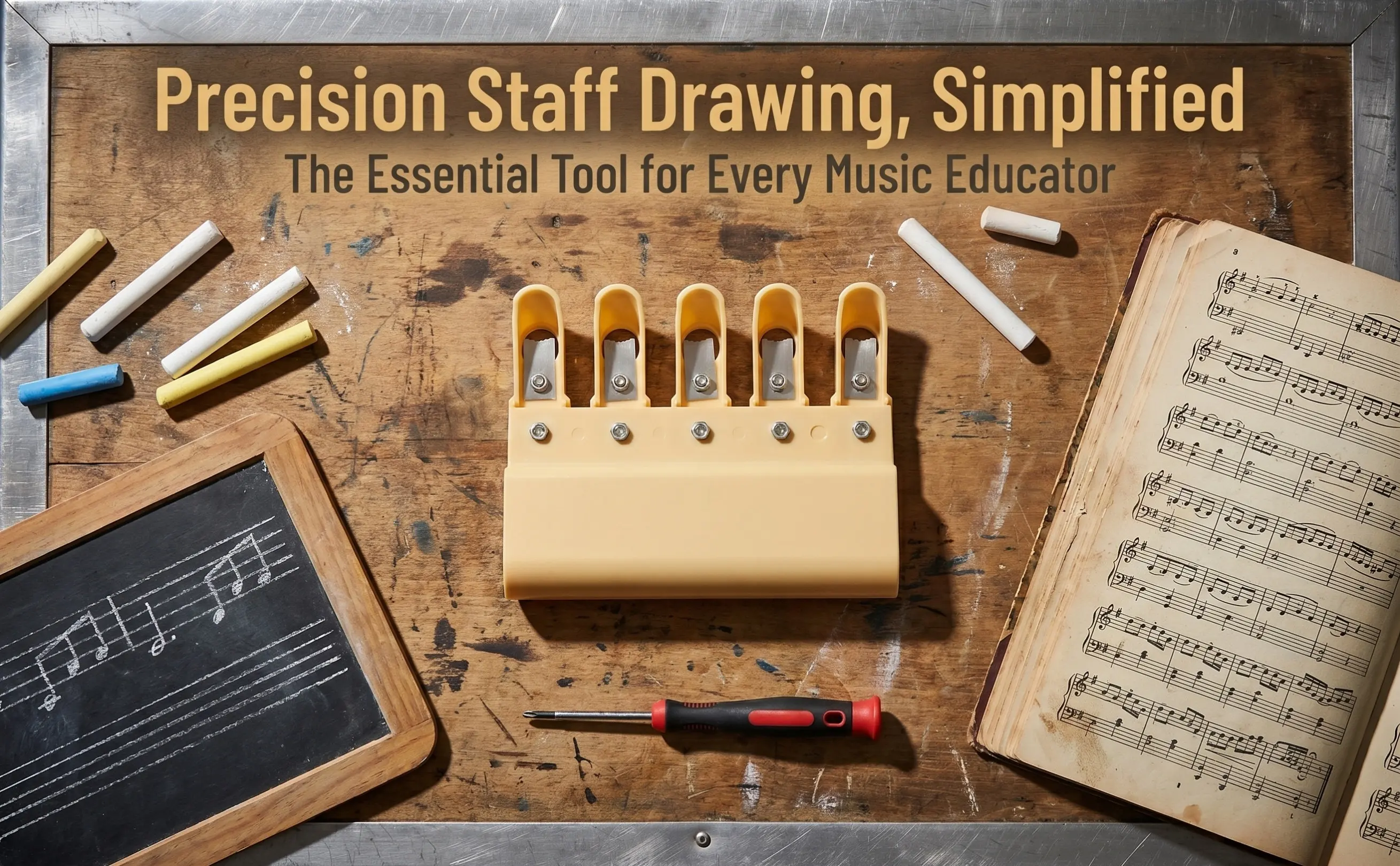 1Pcs Staff Drawing Tool Yellow Plastic Staff Scribe Portable Blackboard Painting Tool Music Teacher Education Supply