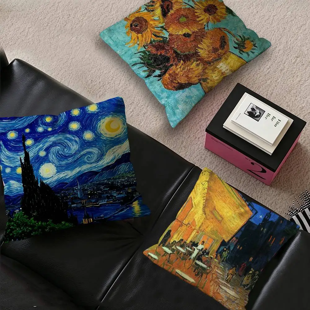 Vincent Van Gogh Collection Paintings Canvas Prints Pillow Cover Kids Bedroom Wild Party Decor Pillowcase Birthday Shower Gift