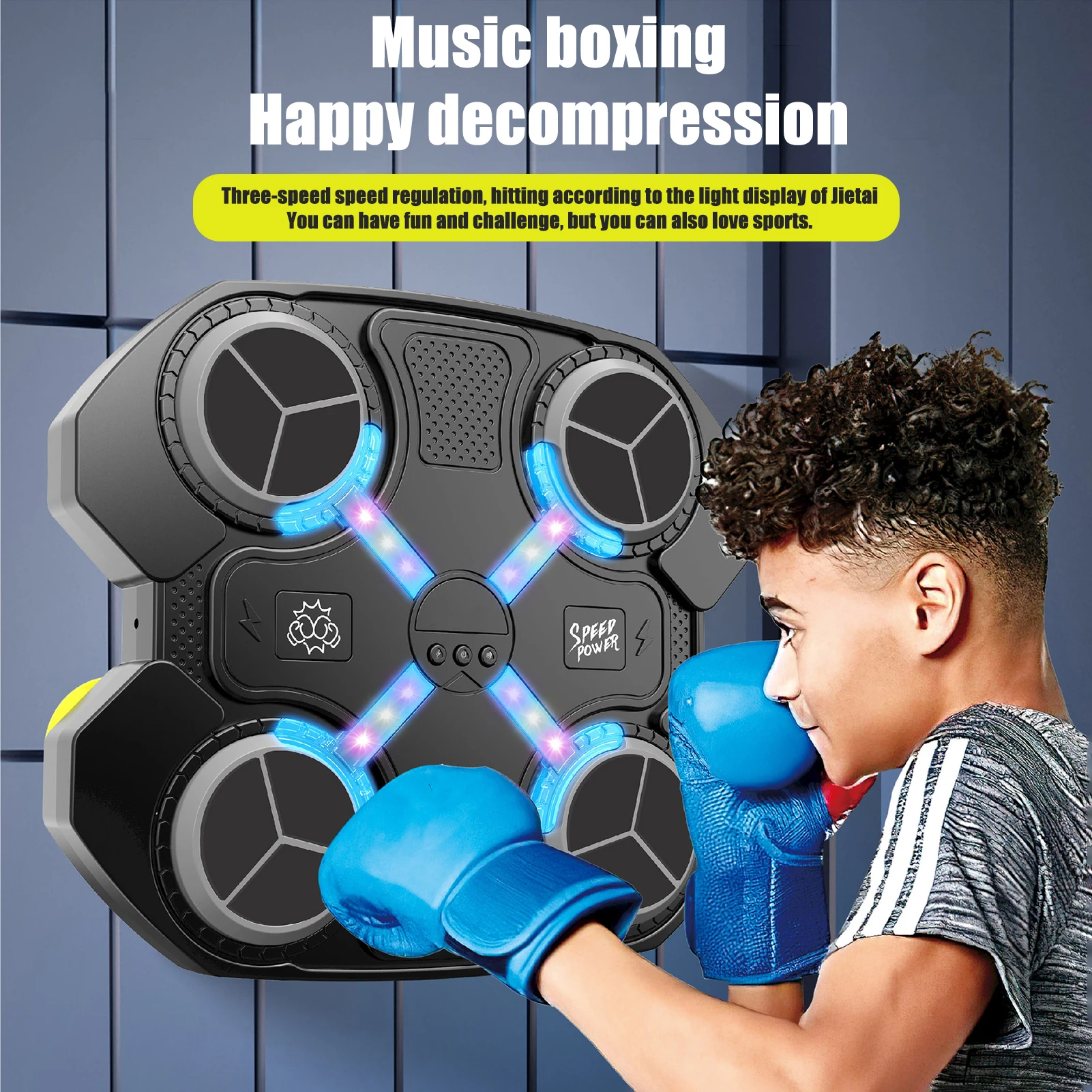 Interactive Boxing Trainer With Music Boxing Machine with Boxing Gloves Electronic Kickboxing Target For 9 Modes And 9 Speeds