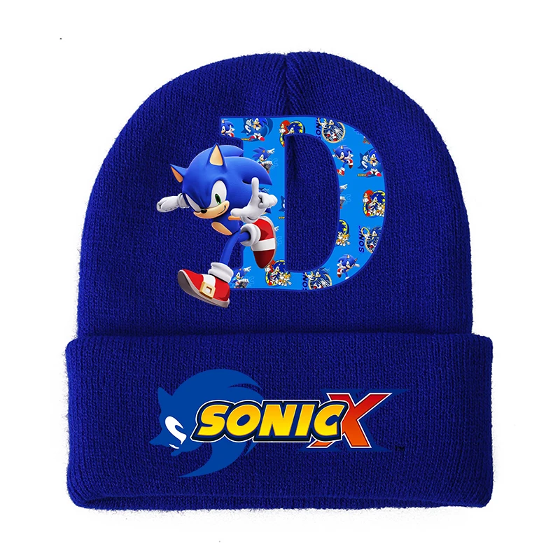 Sonics Boys Girls Knitted Hats Children Headgear Cotton Winter Outdoors Cute Woolen Cap Student Cartoon Anime Kids Birthday Gift