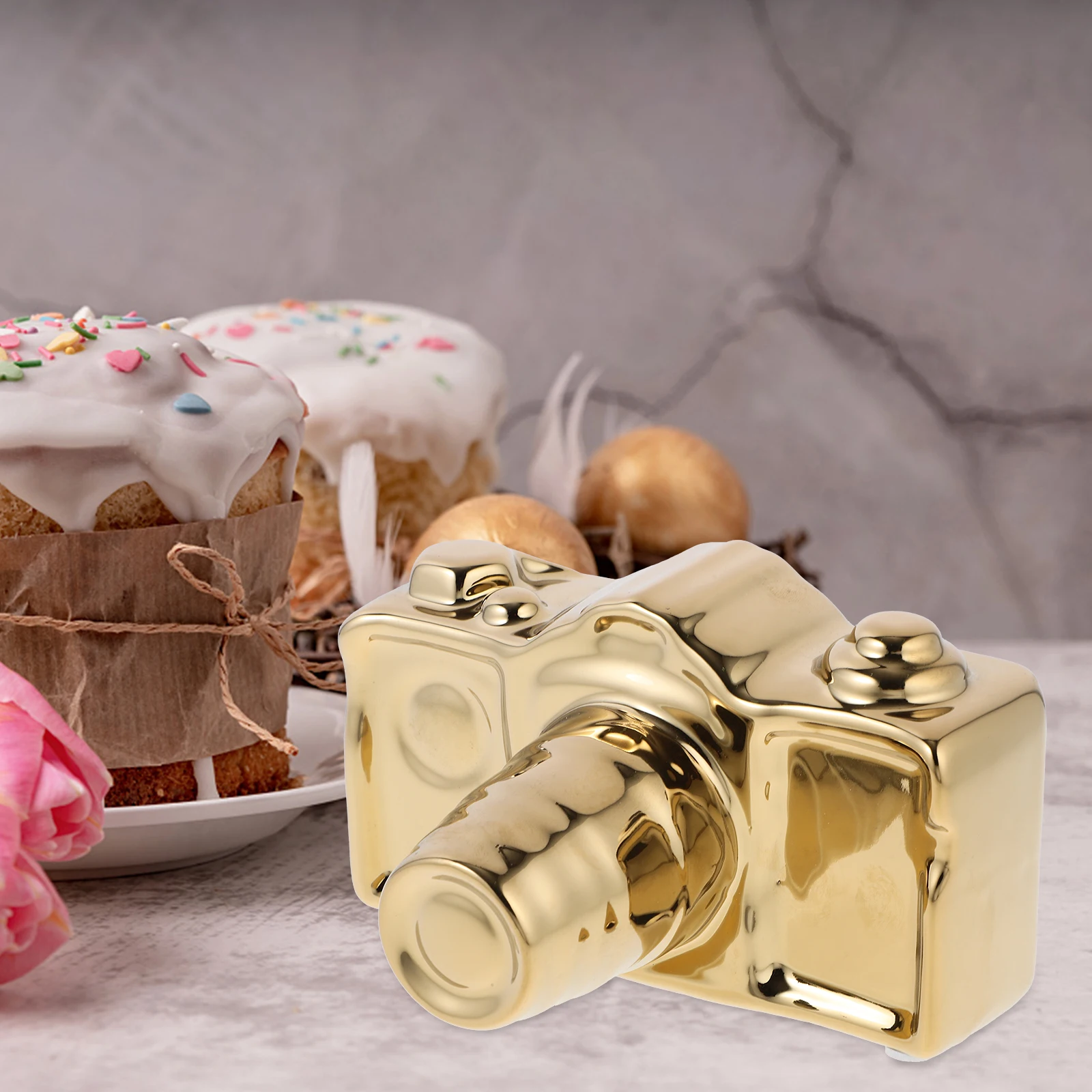 

Ceramic Camera Desktop Decoration Golden Camera Ornament Creative Table Ornament Home Decorative Crafts Fun Desktop Decoration