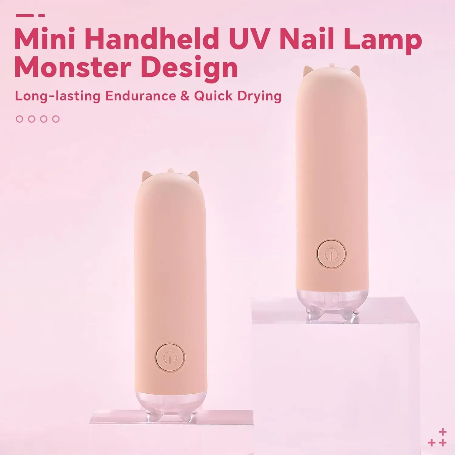 Lampada per unghie UV LED rosa con orecchie di gatto, essiccatore gel portatile per acrilico e nail art