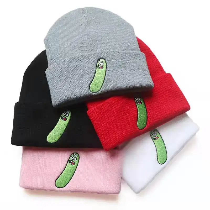 Cucumber Bug Embroidery Multicolor Winter Short Elastic Soft Beanies Skull for Men Women Outdoor Warm Breathable Cap Autumn W167