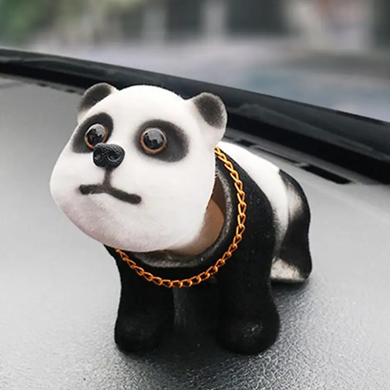 Car Dashboard Bobblehead Shaking Head Panda Figurine Desktop Ornament Dashboard Craft For Home Car Vehicle Decoration