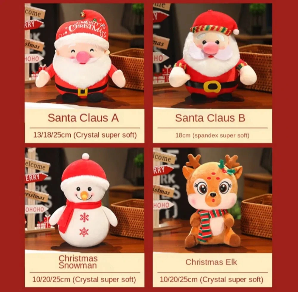 Juguetes de peluche de Navidad, muñeco de nieve, muñecos de peluche de Papá Noel súper suaves, árbol de Navidad, muñeco de Reno de Navidad encantador para bebé