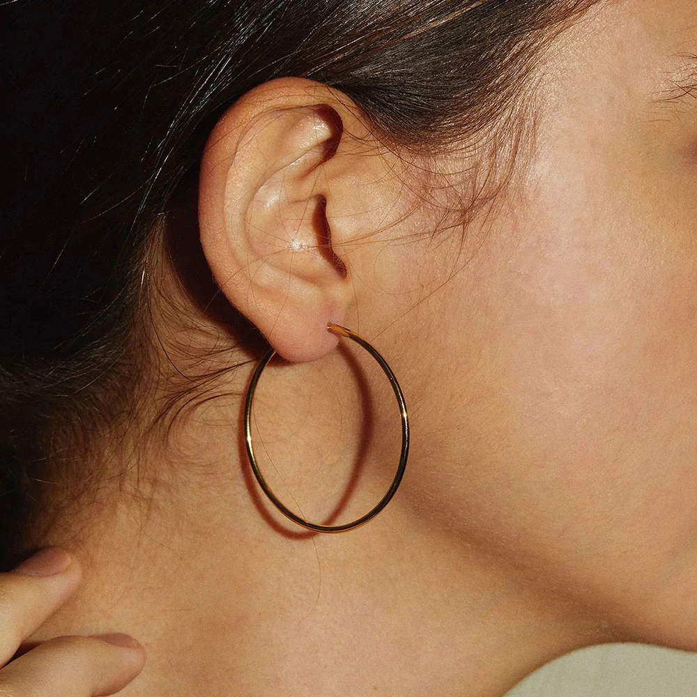 e-Manco 40mm Big Circle Hoop Earrings for Women Large Stainless Steel Earring Women Hyperbole Earrings Fashion Jewellery