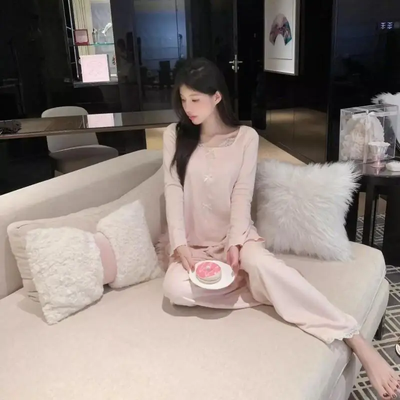 

Новый модный женский пижамный комплект из вельвета, домашняя одежда для женщин, с встроенным бюстгальтером, с длинными рукавами, на все сезоны, в стиле Pure Style, для дома и улицы.