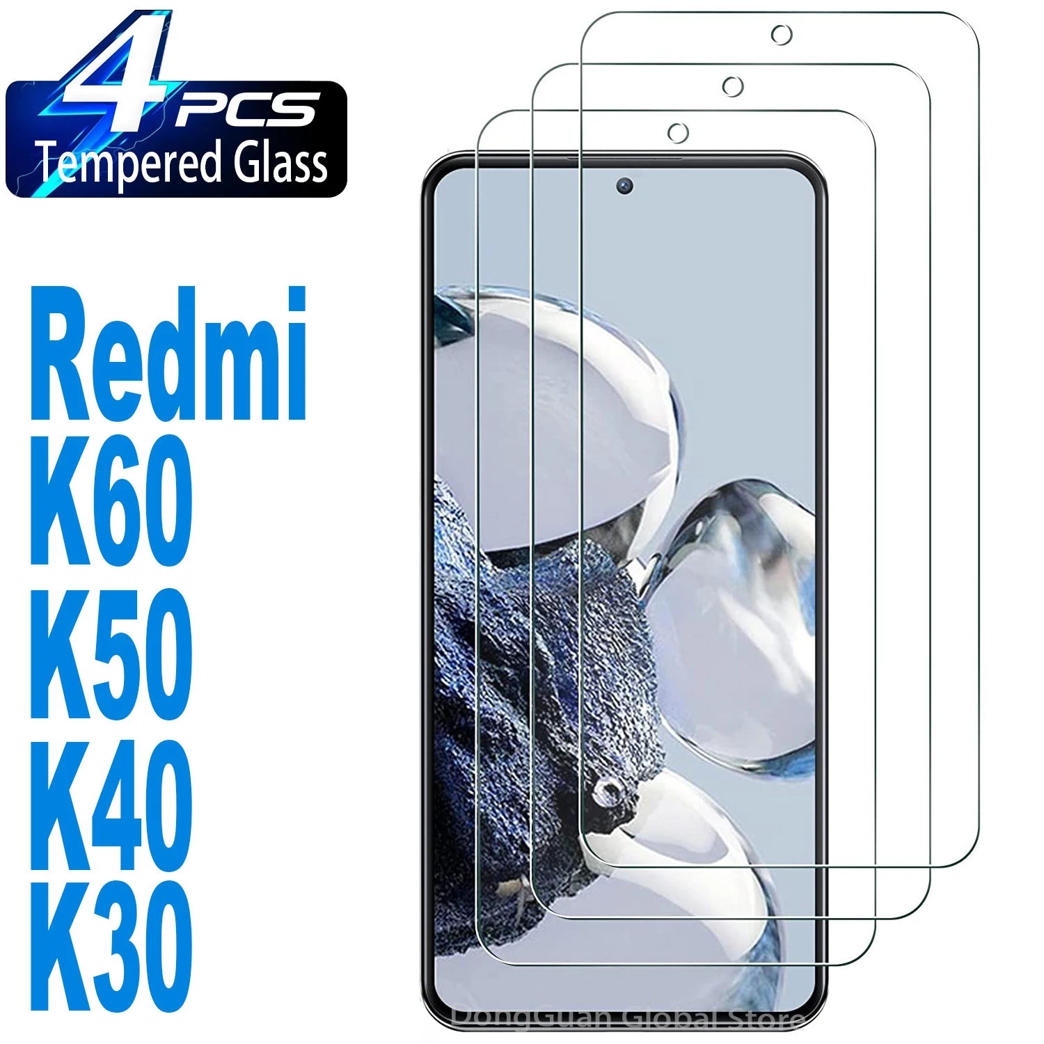 2/4 Kính Cường Lực Cho Xiaomi Redmi K60 Pro E K50 K40 K30 Tấm Kính Bảo Vệ Màn Hình Bộ Phim