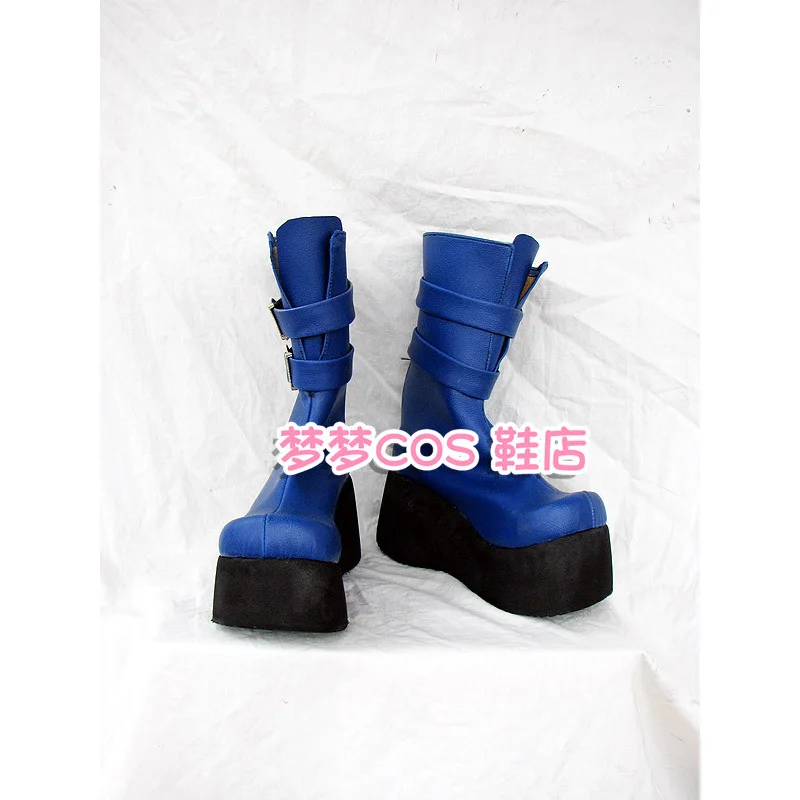 Zapatos de Cosplay de Anime Ikkitousen Ryomou Shimei, botas cortas azules de cuero PU con suela plana para Carnaval de Halloween