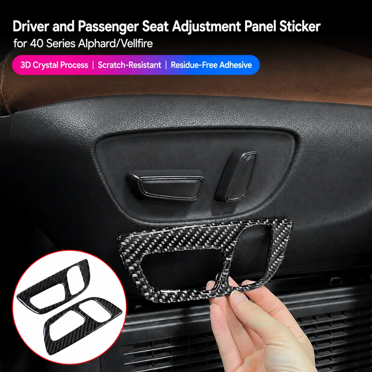 Car Seat Adjustment Panel Cover Trim Sticker For Alphard Vellfire 40 Series Driver Passenger Gloss Black Protector Accessories