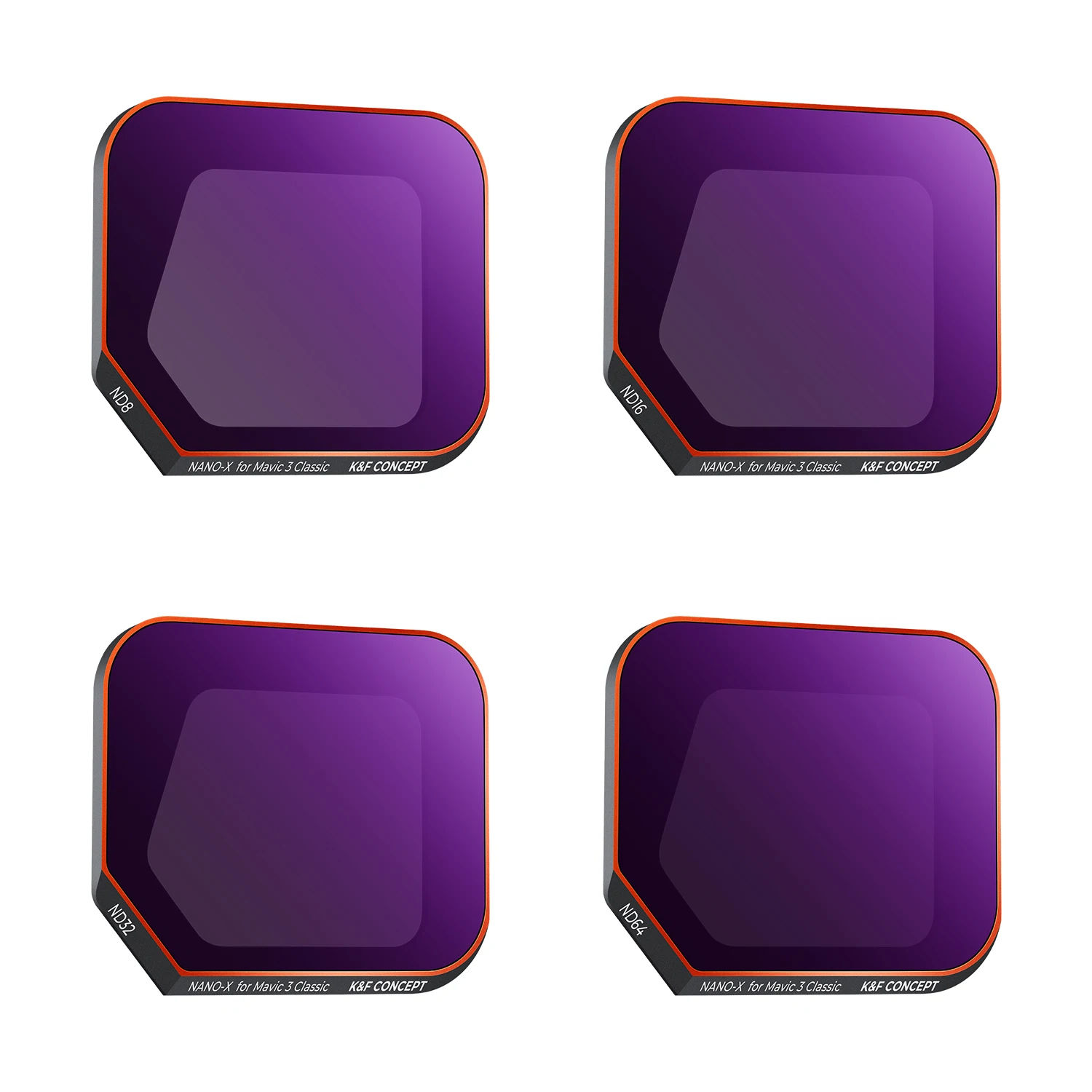 K & F Concept 4 шт. набор фильтров (ND8 + ND16 + ND32 + ND64) для DJI Mavic 3 Classic с 28 слоями нанопокрытия с зеленой пленкой против царапин