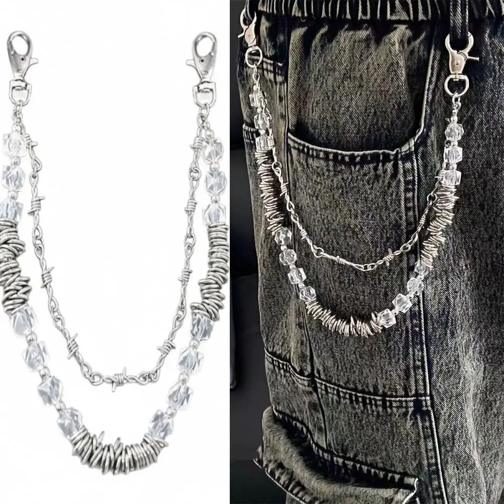 موضة السراويل المعدنية محفظة سلسلة الهيب هوب Y2K بنطلون سلسلة الشرير Harajuku الجينز كيرينغ المفاتيح للنساء رجل #4