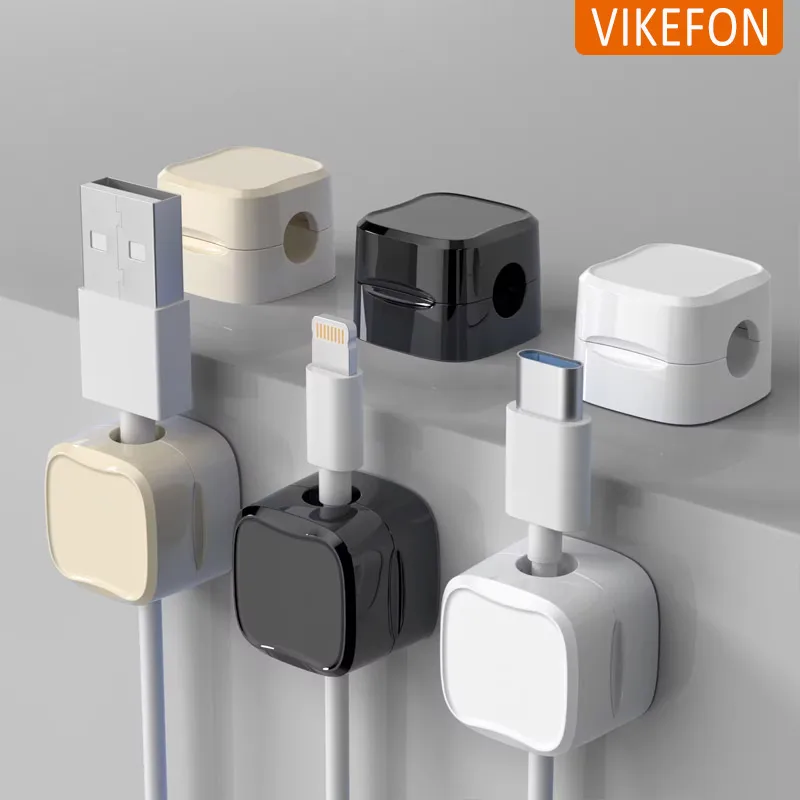 Organizador de Cables pequeños de 6 piezas, caja de enchufe magnética, enrollador Flexible, Clips de gestión de cables para ratón, auriculares, Cable de datos de teléfono