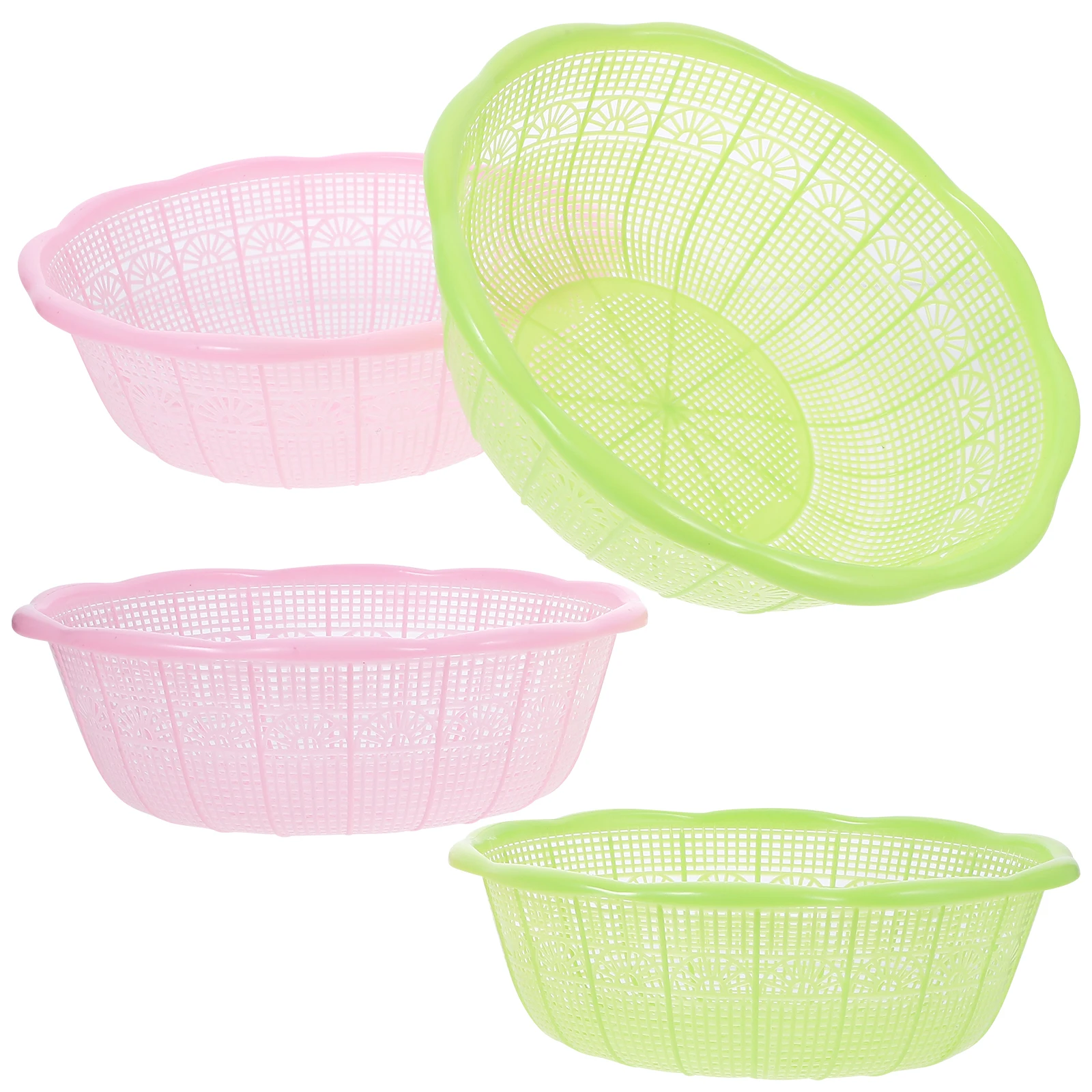 

4pcs Rice Basin Colander Set Plastic Fruit Veggie Washing Basket Drain Sieve Kitchen Tool Non Rust Waterproof Strainer