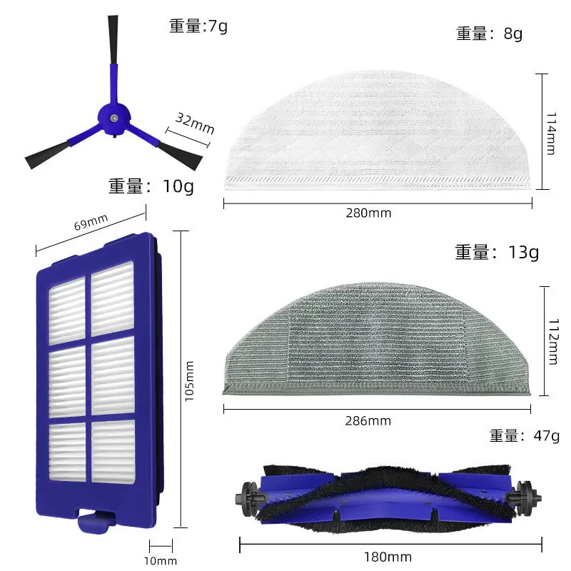 Roller Side Brush Mop Cloths Rag HEPA Filter Parts for Eufy RoboVac X8 Hybrid Kit Robot Vacuum Cleaner Accessories