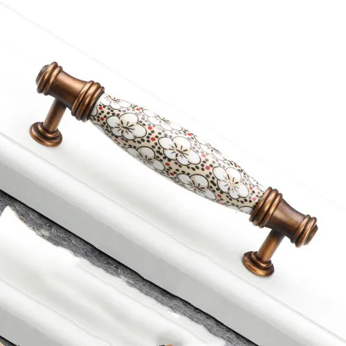 Antique Bronze Ceramic Cabinet Handles Vintage Drawer Knobs Wardrobe Door Handles European Furniture Handle Hardware