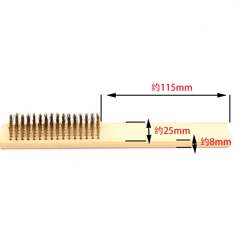 1pcs Wood Handle Brass Wire Copper Brush for Industrial Devices Surface/Inner Polishing Grinding Cleaning 6x16 Row Brushes