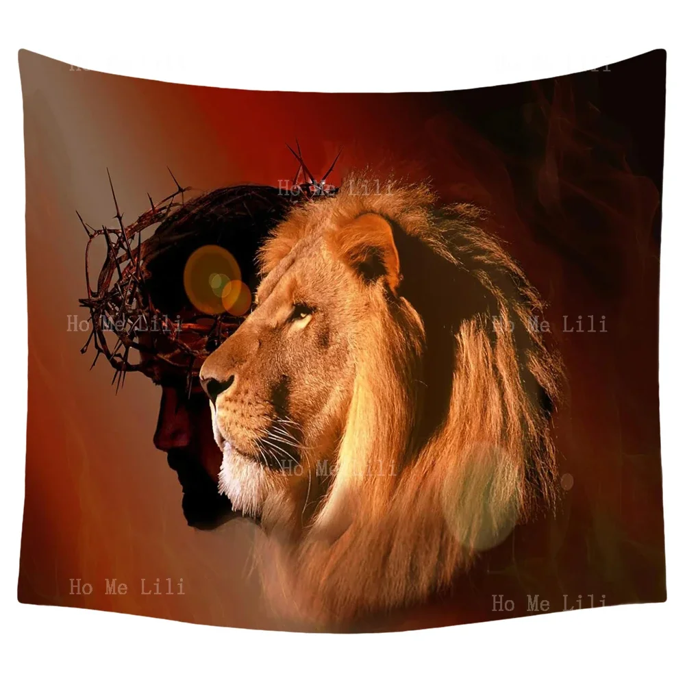 Jesus Christ And Judas The Lion Catch Me Instead Of The Wind And Rain Give Me Your Hand Tapestry For Livingroom Decor