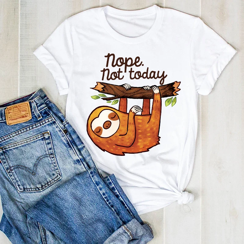 Women Lady Sloth Summer Printed Nope Funny Cartoon Ladies T Tee Tshirt Womens Nice Top Shirt Pretty Graphic Clothing T-shirt