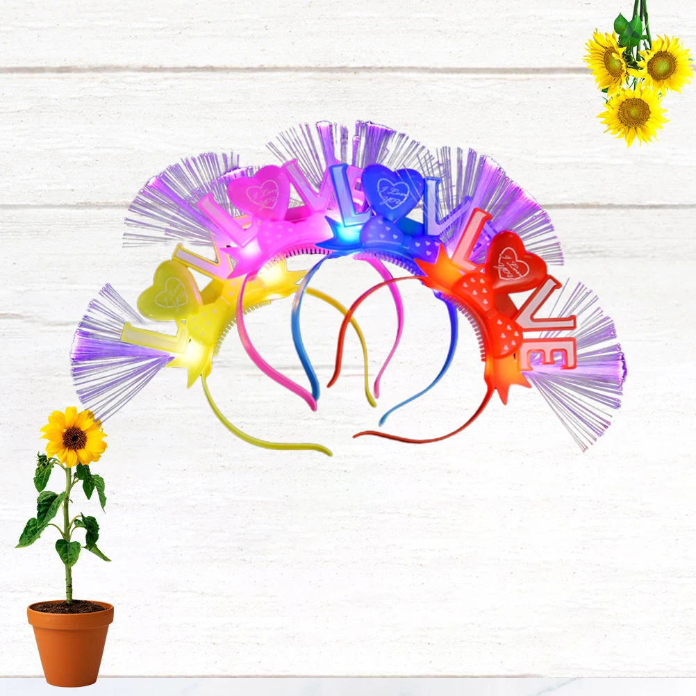 

4pcs Fiber Optic Hair Hoops Luminous Glowing Headbands Led Hair Band Party Decor Cosplay Accessory Adults