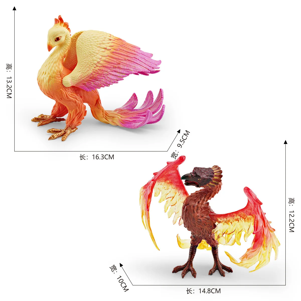 Realistic Phoenix Model Mythical Fire Bird Figurine Fantasy Creature Sculpture Mini Immortal Bird Decoration Desktop Ornament