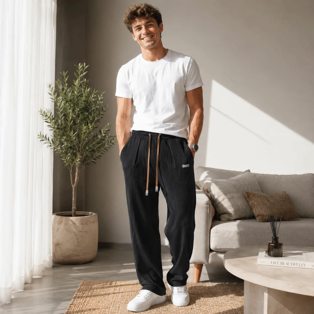 Fashion Summer Men's Casual Pants Breathable Ice Silk Wide Leg Pants Slim Fit Loose Jogger Sweatpants Running Hiking