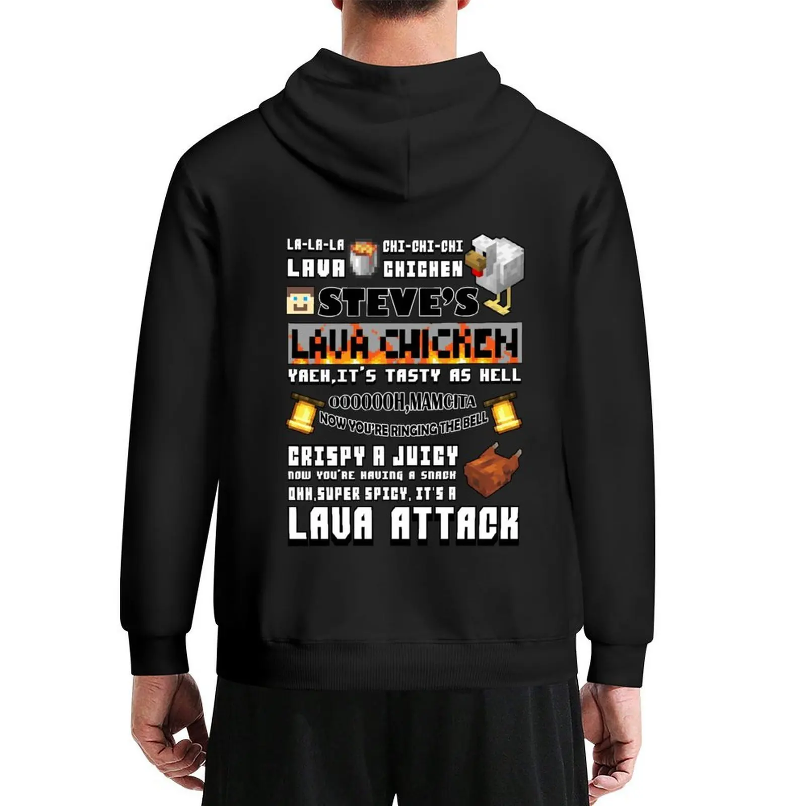 

steves lava chicken song Hoodie aesthetic clothing men wear korean autumn clothes male clothes autumn hoodie