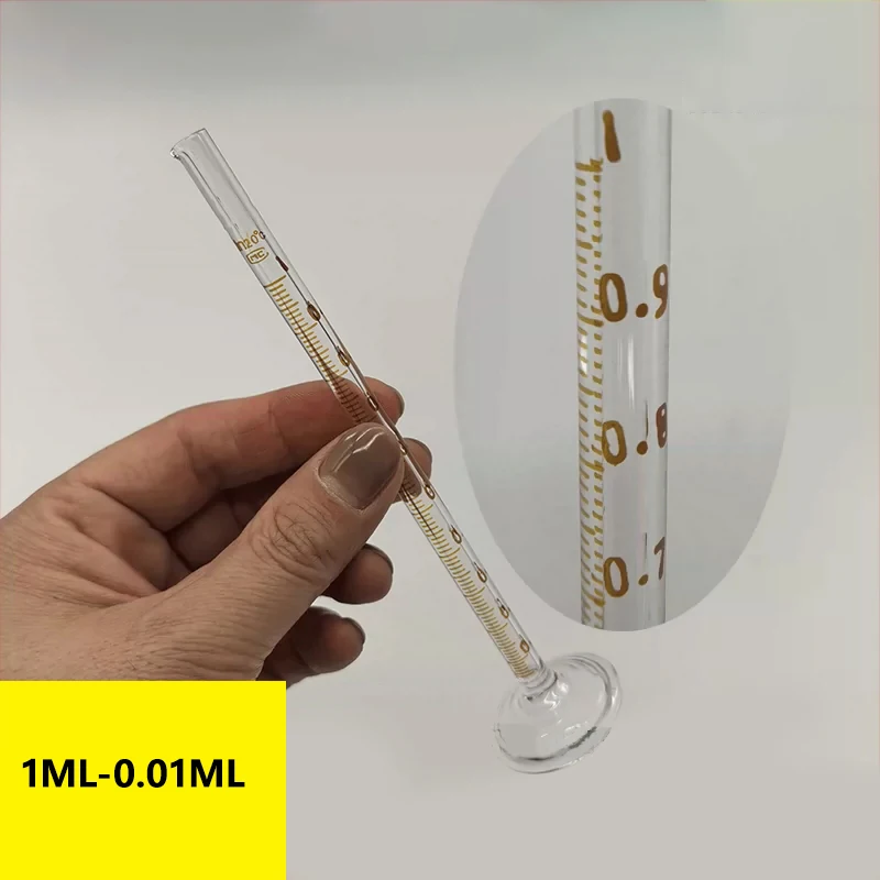 1 piece precision graduated glass measuring cylinder 0.5ml~250ml micro volume with pouring spout, high temperature resistant