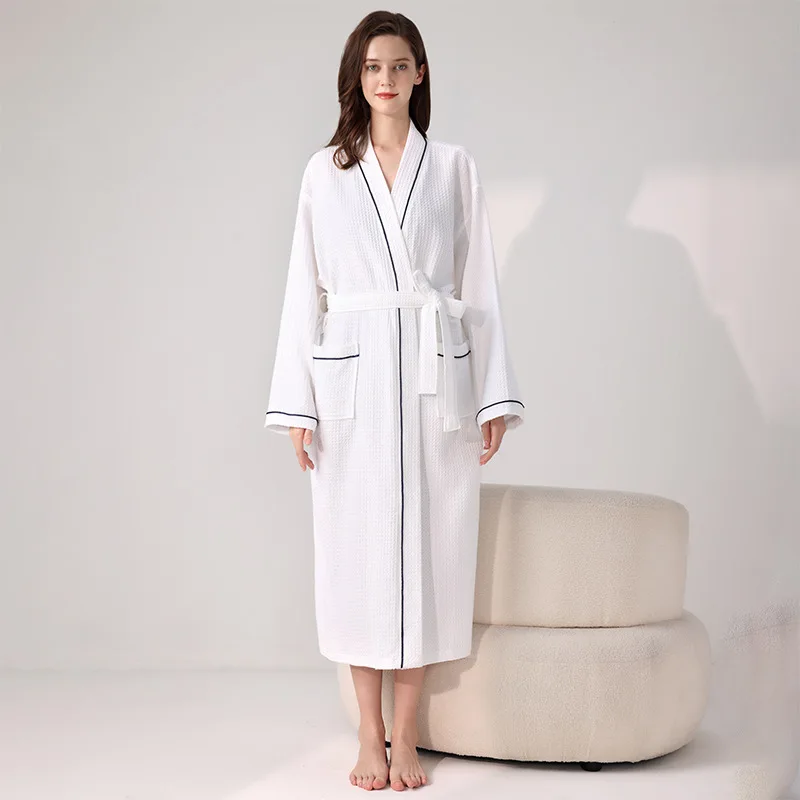 Hotel Cotton Bathrobe High Qualtiy Solid Colors Long Sleeve Mens And Women's Bathrobe Absorbent and Quick Drying Pajamas Robes