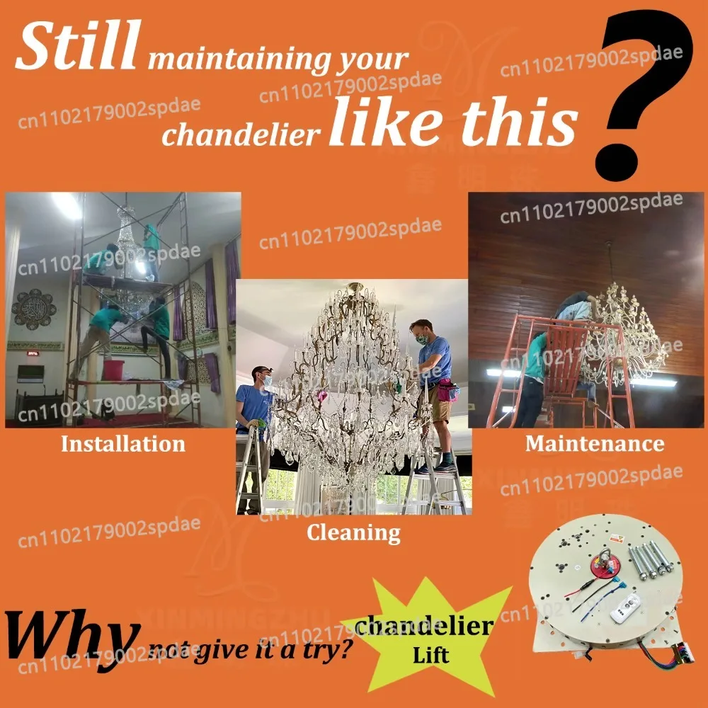 Chandelier Lift Motor Winch System 50kg 110lbs Load Capacity 4m 13ft Lifting Height For Hotel Hall Engineering Maintenance