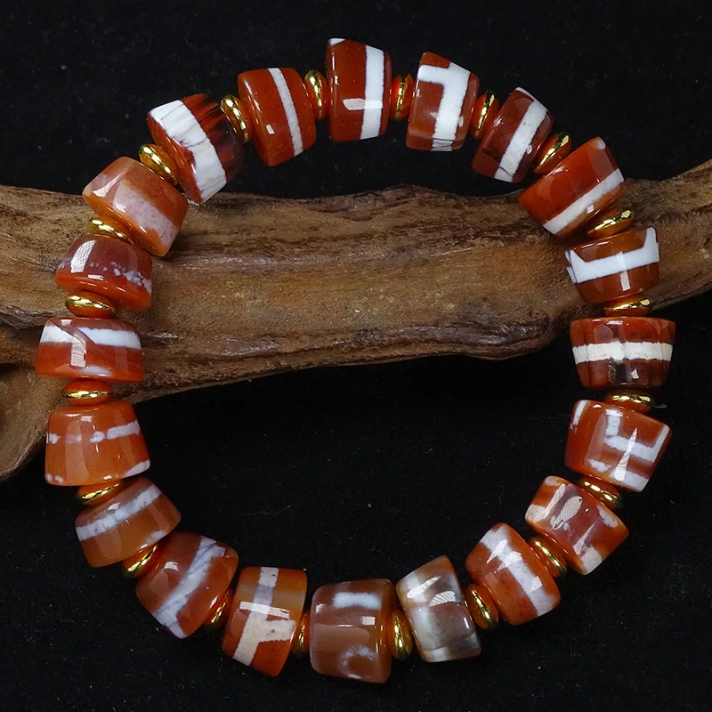 Тибетский натуральный агат, мультивозрастные сломанные бусины, браслет из старых бусин Дзи, ожерелье, 16 мм, для использования для левой и правой руки Тибетский натуральный агат, мультивозрастные сломанные бусины, браслет из старых бусин Дзи, ожерелье, 16 мм, для использования для левой и правой руки