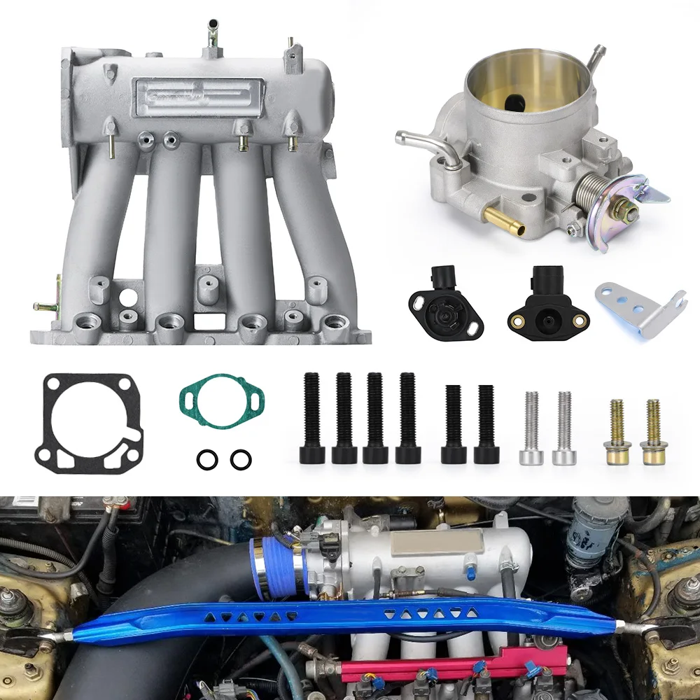 LZ Aluminum D15 D16 D-SERIES Intake Manifold With 70mm Throttle Body And TPS For 1988-2000 HONDA CIVIC CRX DEL SOL