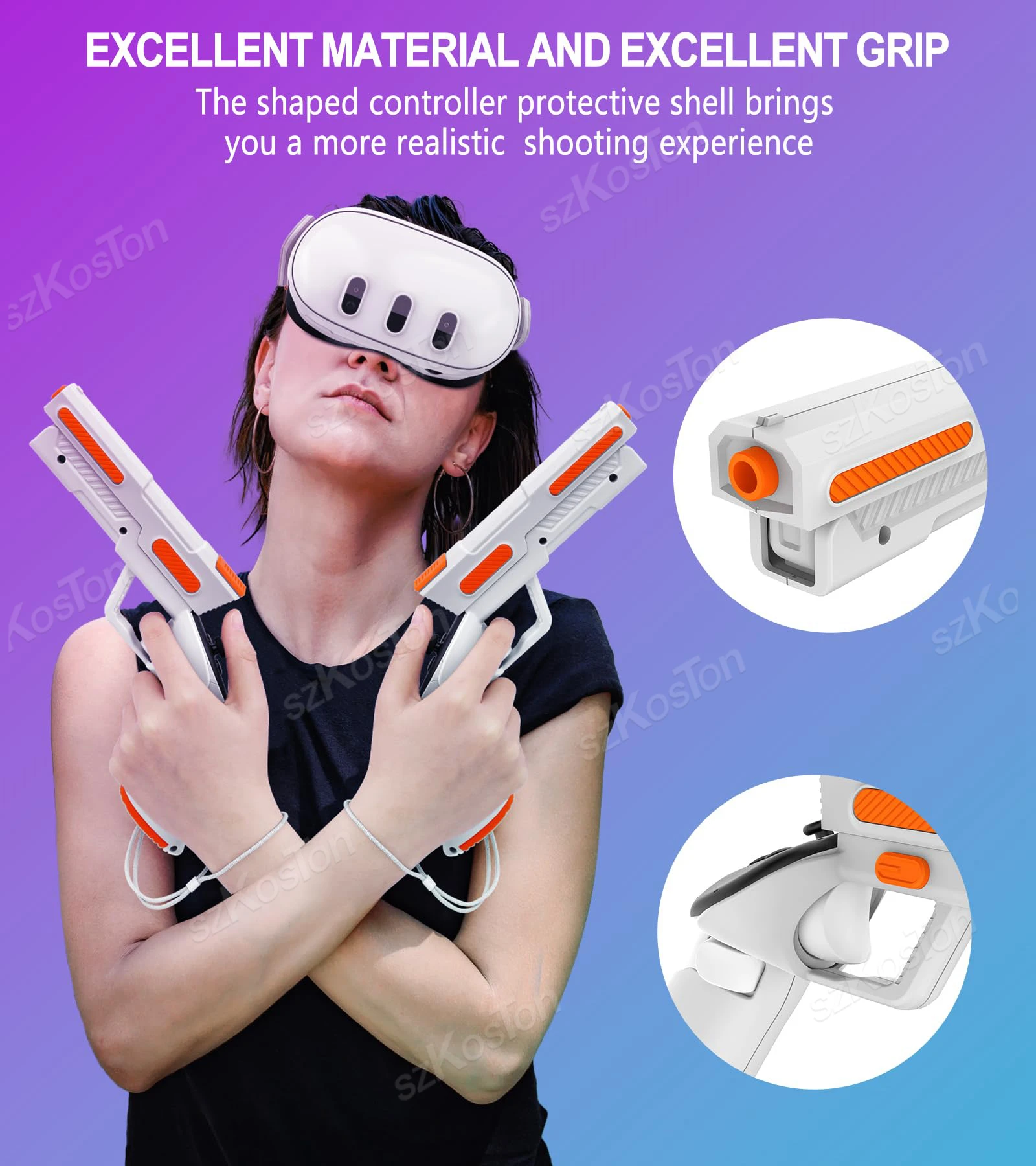 مقابض مسدس VR لوحدة تحكم Meta Quest 3 / Quest 3S VR تجربة تصوير ألعاب FPS المحسنة لملحقات Quest 3 #6