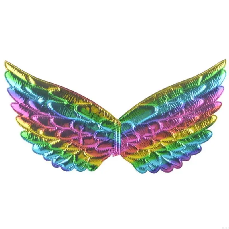 R9JD Angel Wings مرنة الفراشة الفراشة ، ارتداء ثياب Propbow قوس قزح أجنحة الأجنحة زخرفة حفلة عيد ميلاد الأميرة