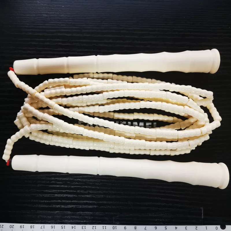 NEVERTOOLATE NO LOGO PVC beads long handle PURE BLACK  BEADED ROPE 3 meter skipping rope soft PVC beads adult skill tricks