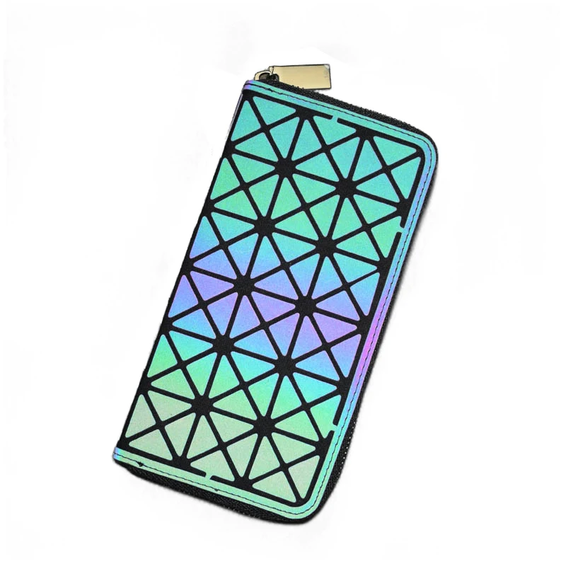 

Luminous Geometric Diamond Wallet for Women Long Clutch Purse Colorful Discoloration Money Bags Lady Girls Pu Cards Holder Pouch