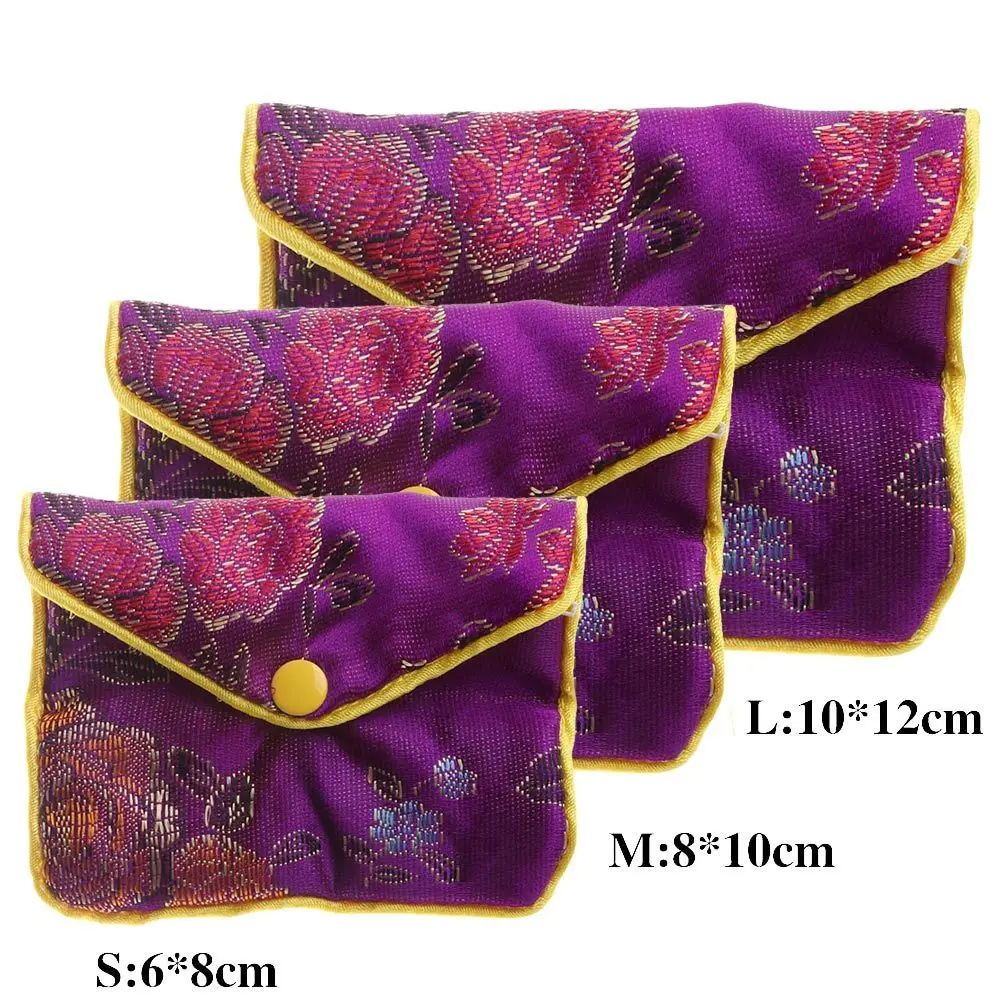 Necklace Purse Gifts Floral Buckle Brocade Handmade Snap Chinese Handbags Jewelery Storage Jewelery Bag Wallet